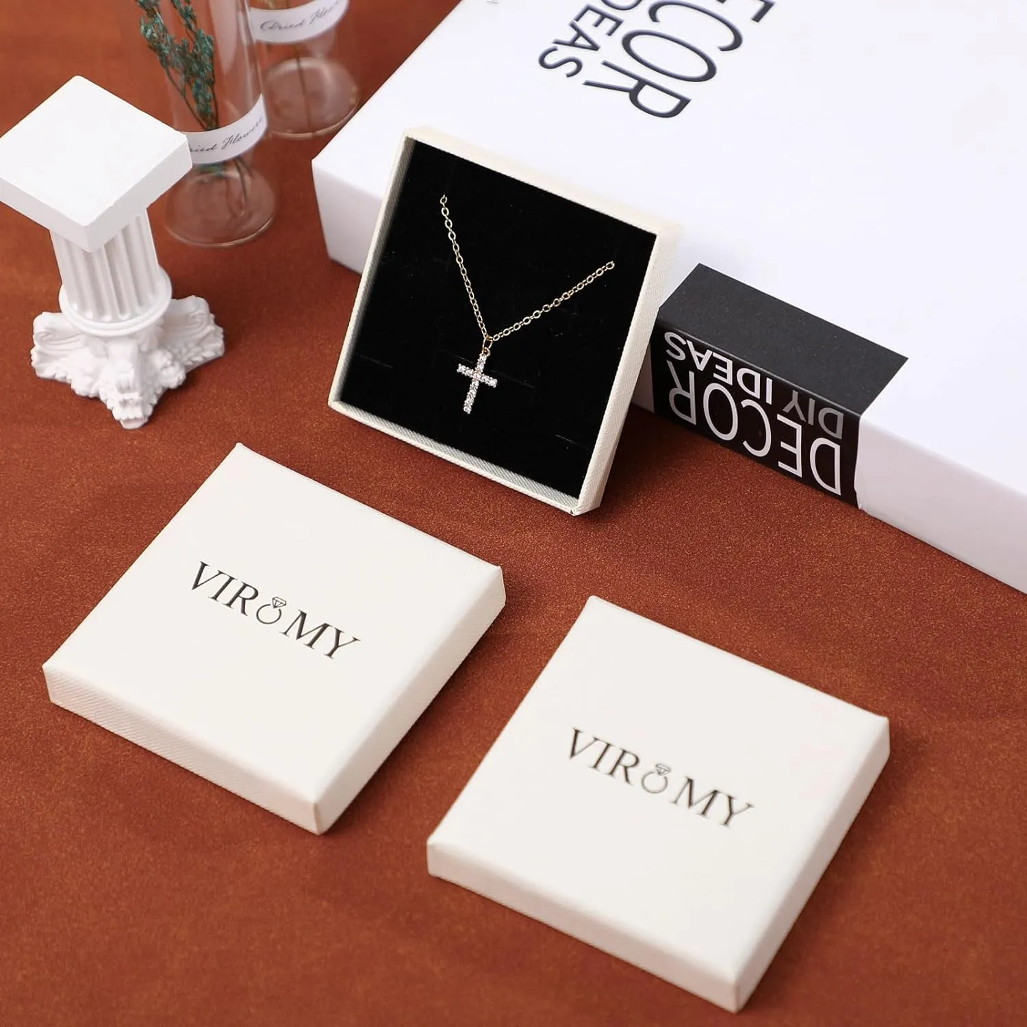 VIROMY Gold Cross Necklace for Women 14K Gold Plated Cute Sidways Cross Pendant Choker Necklaces Simple Trendy Everyday Jewelry for Women
