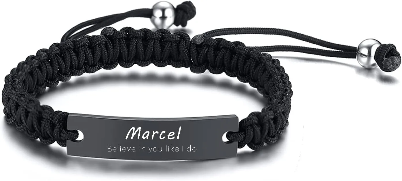 VNOX Personalized Gifts For Him | Handmade Rope Custom Bracelets For Men Women Personalized Gifts For Boyfriend Son Dad Brother Christmas Gifts Mens Engraved Bracelets For Him