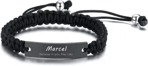 VNOX Personalized Gifts For Him | Handmade Rope Custom Bracelets For Men Women Personalized Gifts For Boyfriend Son Dad Brother Christmas Gifts Mens Engraved Bracelets For Him