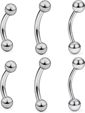 Vsnnsns 14G 16G Eyebrow Piercing Jewelry G23 Titanium Curved Barbell Eyebrow Ring Vertical Labret Lip Jewelry Rook Daith Earrings Piercing Jewelry for Women Men 6mm 8mm 10mm 12mm 14mm 16mm