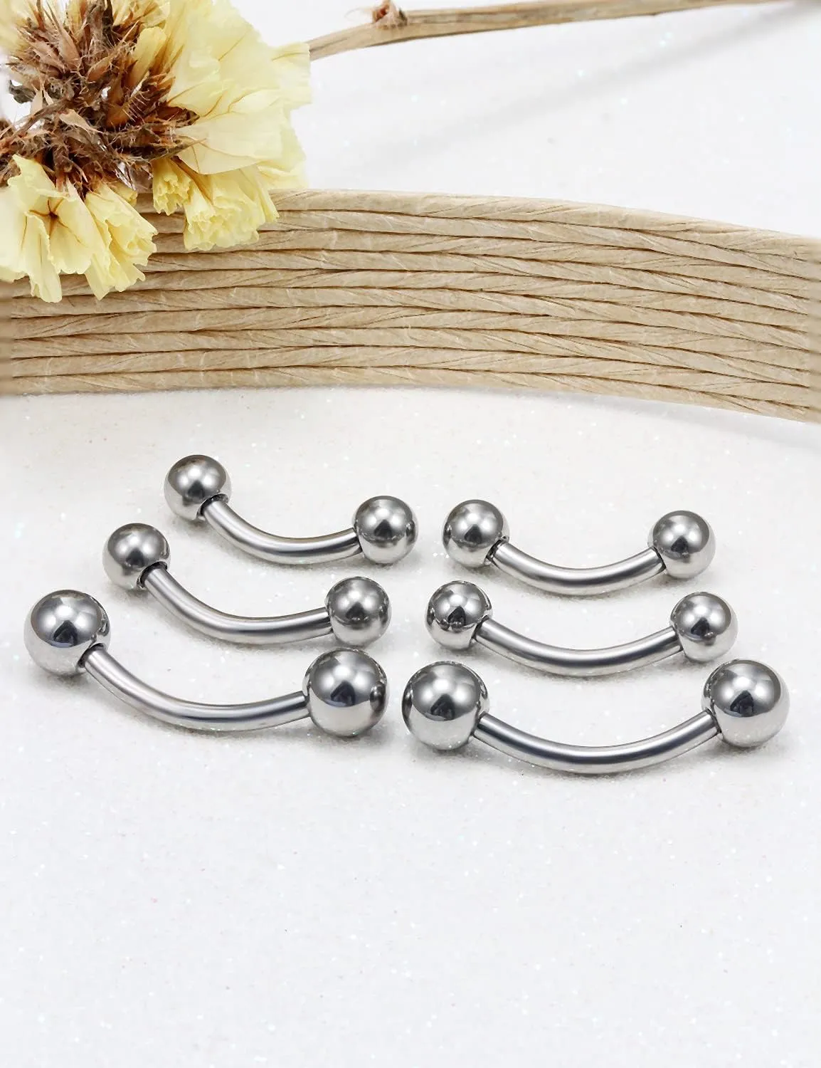Vsnnsns 14G 16G Eyebrow Piercing Jewelry G23 Titanium Curved Barbell Eyebrow Ring Vertical Labret Lip Jewelry Rook Daith Earrings Piercing Jewelry for Women Men 6mm 8mm 10mm 12mm 14mm 16mm