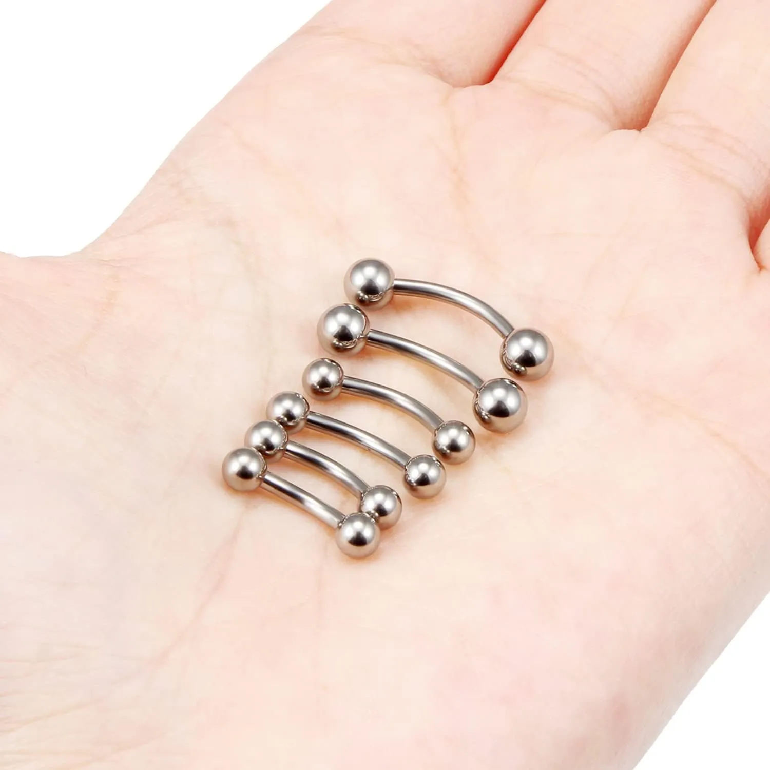 Vsnnsns 14G 16G Eyebrow Piercing Jewelry G23 Titanium Curved Barbell Eyebrow Ring Vertical Labret Lip Jewelry Rook Daith Earrings Piercing Jewelry for Women Men 6mm 8mm 10mm 12mm 14mm 16mm