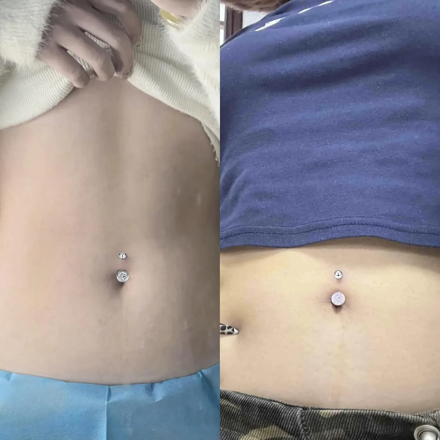 Vsnnsns 14G Dangle Belly Button Ring Piercing Jewelry 316L Stainless Surgical Steel Navel Rings Cubic Zirconia Heart Flower CZ Dangling Belly Button Ring Piercing Jewelry for Women 14 Gauge