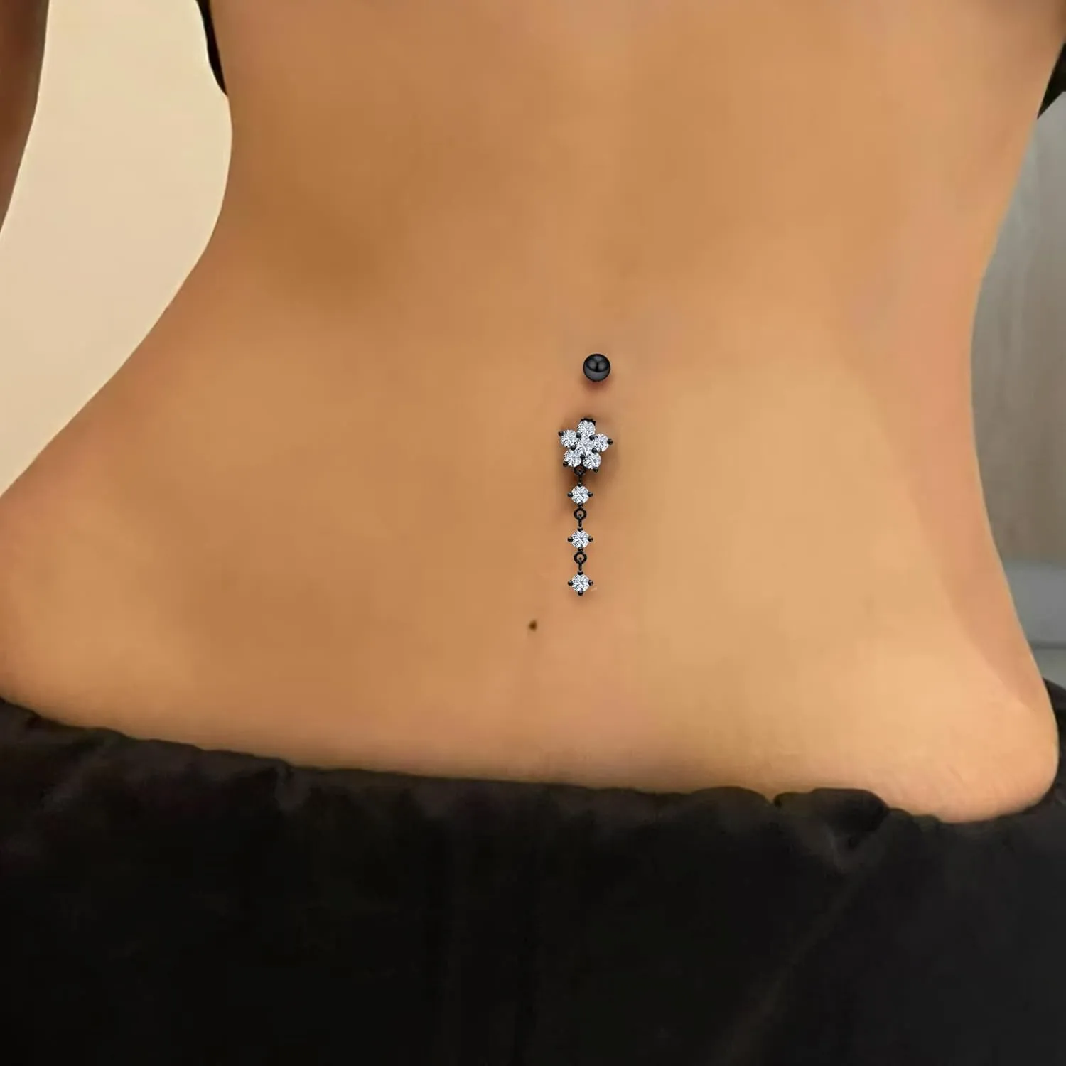Vsnnsns 14G Dangle Belly Button Ring Piercing Jewelry 316L Stainless Surgical Steel Snake Heart Butterfly Flower Diamond CZ Navel Rings Dangling Belly Button Ring Piercing Jewelry for Women 14 Gauge