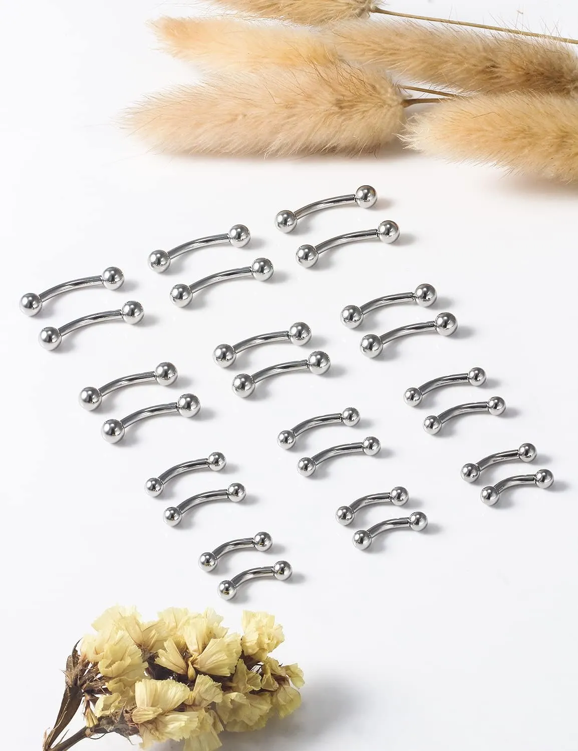 Vsnnsns 20G 16G 14G 12G Eyebrow Piercing Jewelry Surgical Steel Curved Barbell Eyebrow Ring Vertical Labret Lip Jewelry Rook Daith Earrings Piercing Jewelry for Women Men 6mm 8mm 10mm 12mm 14mm