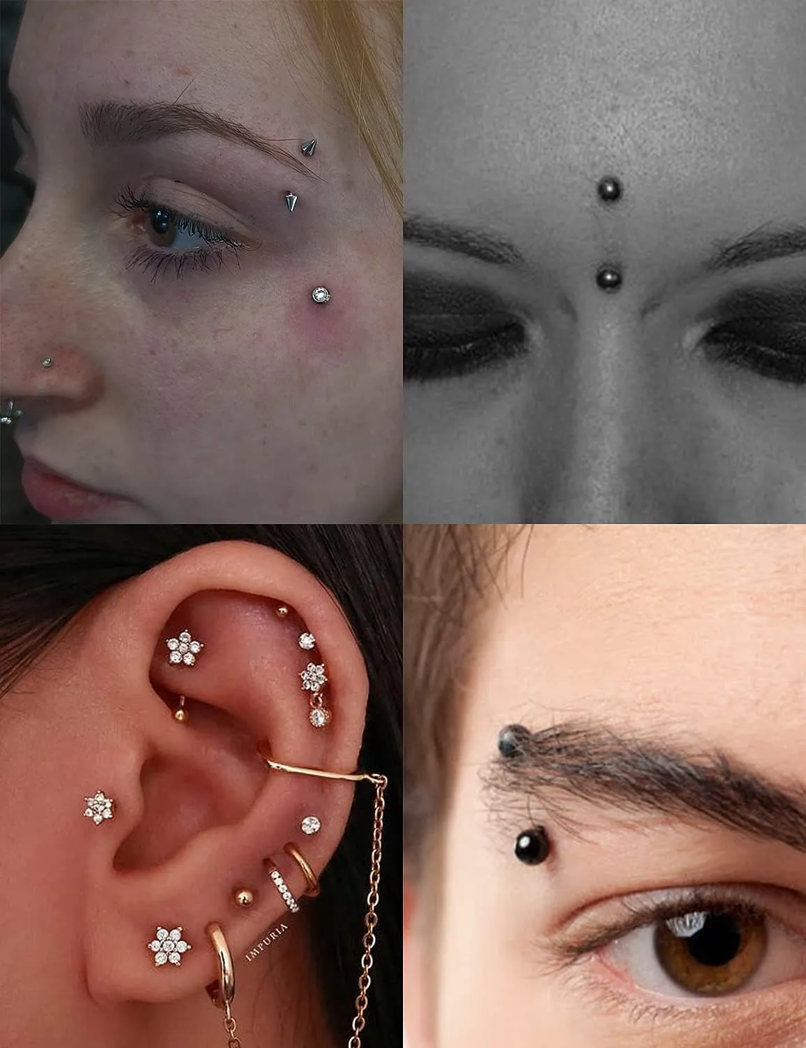 Vsnnsns 20G 16G 14G 12G Eyebrow Piercing Jewelry Surgical Steel Curved Barbell Eyebrow Ring Vertical Labret Lip Jewelry Rook Daith Earrings Piercing Jewelry for Women Men 6mm 8mm 10mm 12mm 14mm