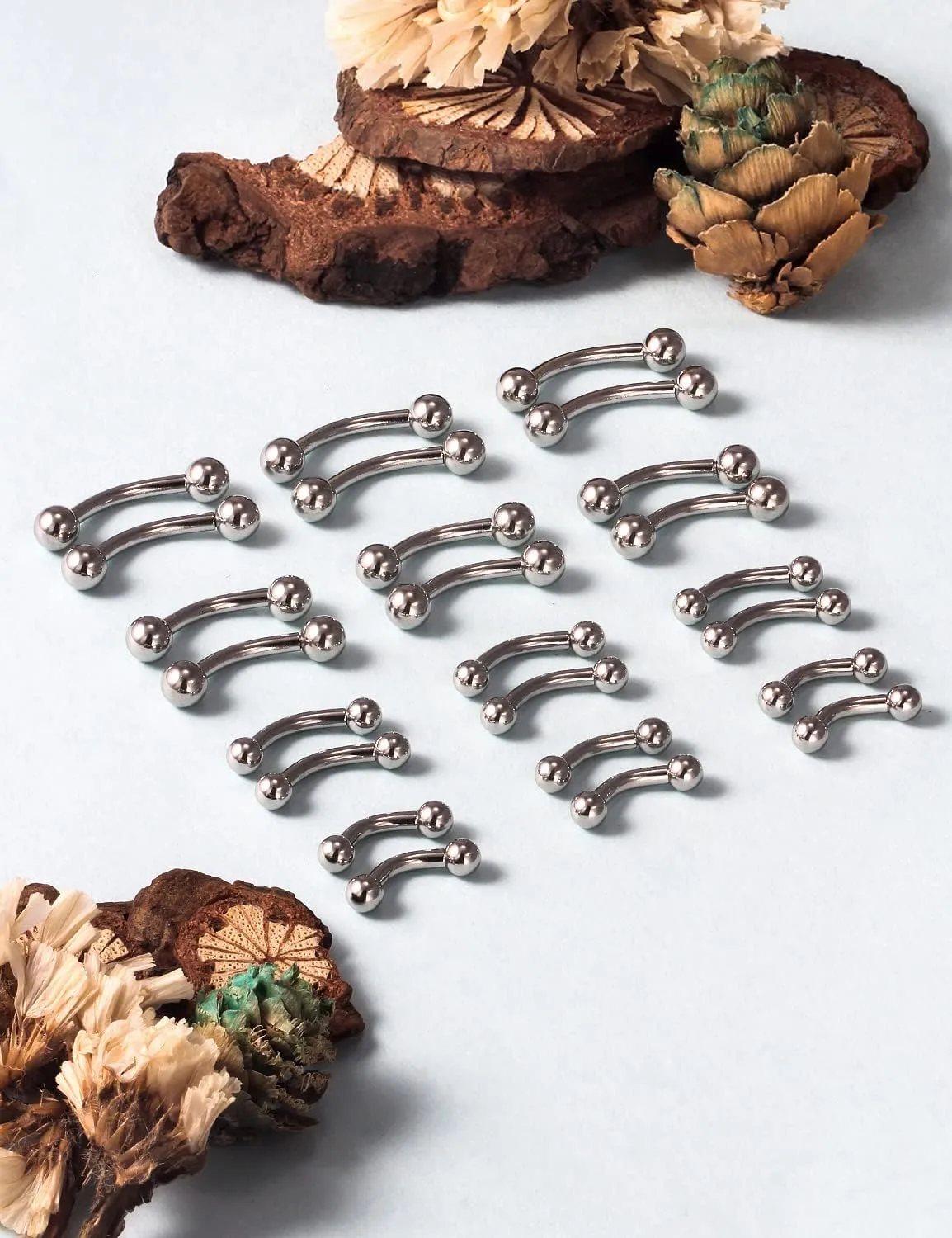 Vsnnsns 20G 16G 14G 12G Eyebrow Piercing Jewelry Surgical Steel Curved Barbell Eyebrow Ring Vertical Labret Lip Jewelry Rook Daith Earrings Piercing Jewelry for Women Men 6mm 8mm 10mm 12mm 14mm