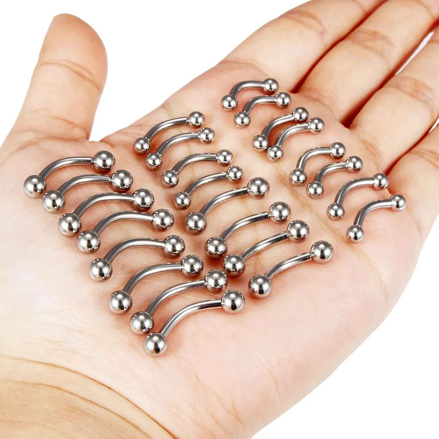 Vsnnsns 20G 16G 14G 12G Eyebrow Piercing Jewelry Surgical Steel Curved Barbell Eyebrow Ring Vertical Labret Lip Jewelry Rook Daith Earrings Piercing Jewelry for Women Men 6mm 8mm 10mm 12mm 14mm