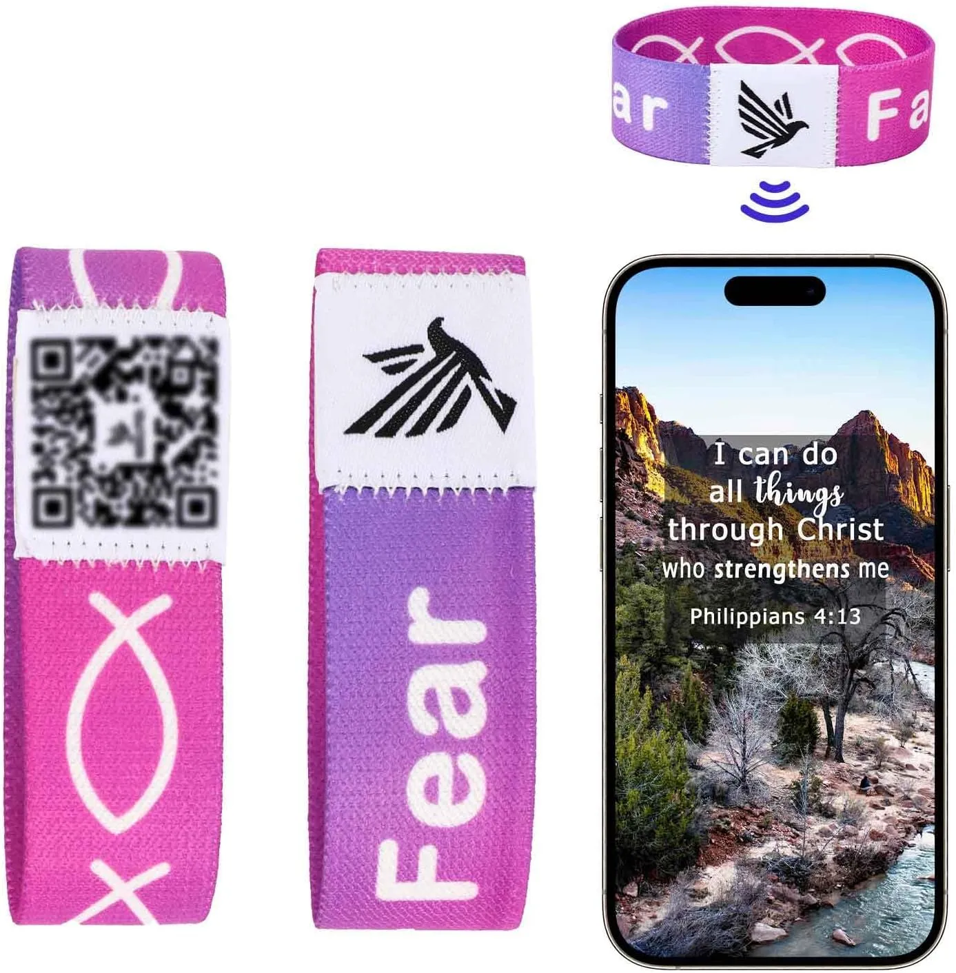 WALLFID 2 Pieces Set,Bible Verse Bracelets,Hang Loose Bands,Jesus Bracelets,Christian Bracelet,Phone Recognition,Perfect for Most Adult Men,Women (Blue,Medium)