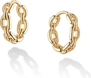 WEARON 14K Gold Plated Huggie Earrings for Women Personality Simplicity Twisted Chain Hoop Earrings Hypoallergenic Designer Ear Rings Fashion Jewelry Hollow Out Earrings