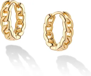 WEARON 14K Gold Plated Huggie Earrings for Women Personality Simplicity Twisted Chain Hoop Earrings Hypoallergenic Designer Ear Rings Fashion Jewelry Hollow Out Earrings