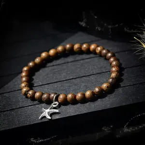 Women Men Wood Pendent Beaded Yoga Chakra Prayer Mala Buddha Bracelets Gift-Star