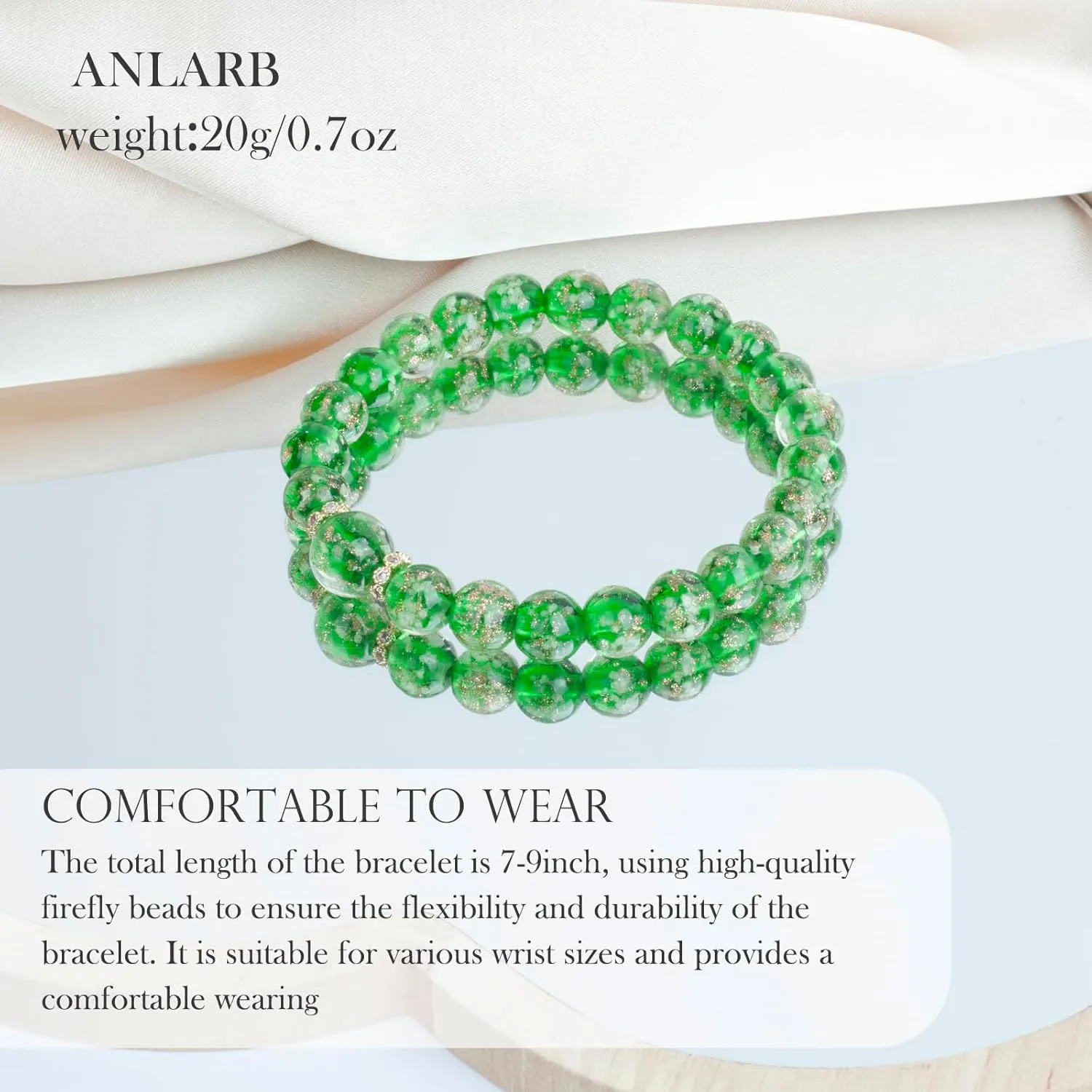 Women's Firefly Beads Murano Glass Jewelry Glow in the Dark Adjustable Bracelets