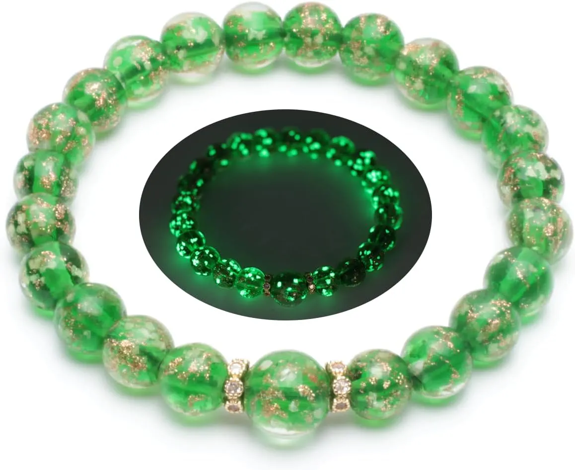 Women's Firefly Beads Murano Glass Jewelry Glow in the Dark Adjustable Bracelets