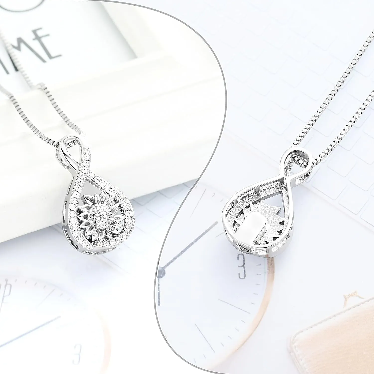 XSMZB Cremation Jewelry for Ashes Infinity Urn Necklaces for Ashes Pendant Locket Keepsake Memorial Jewelry for Urns