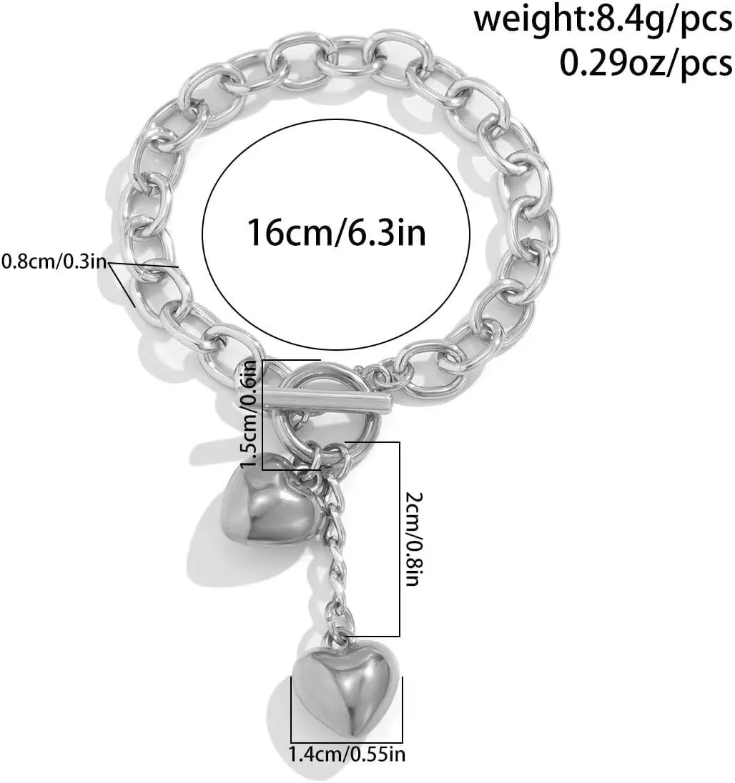 Y2k Bracelet for Women Imitation Pearl Beaded Star Silver Plated Chain Charm Aesthetic Grunge Jewelry