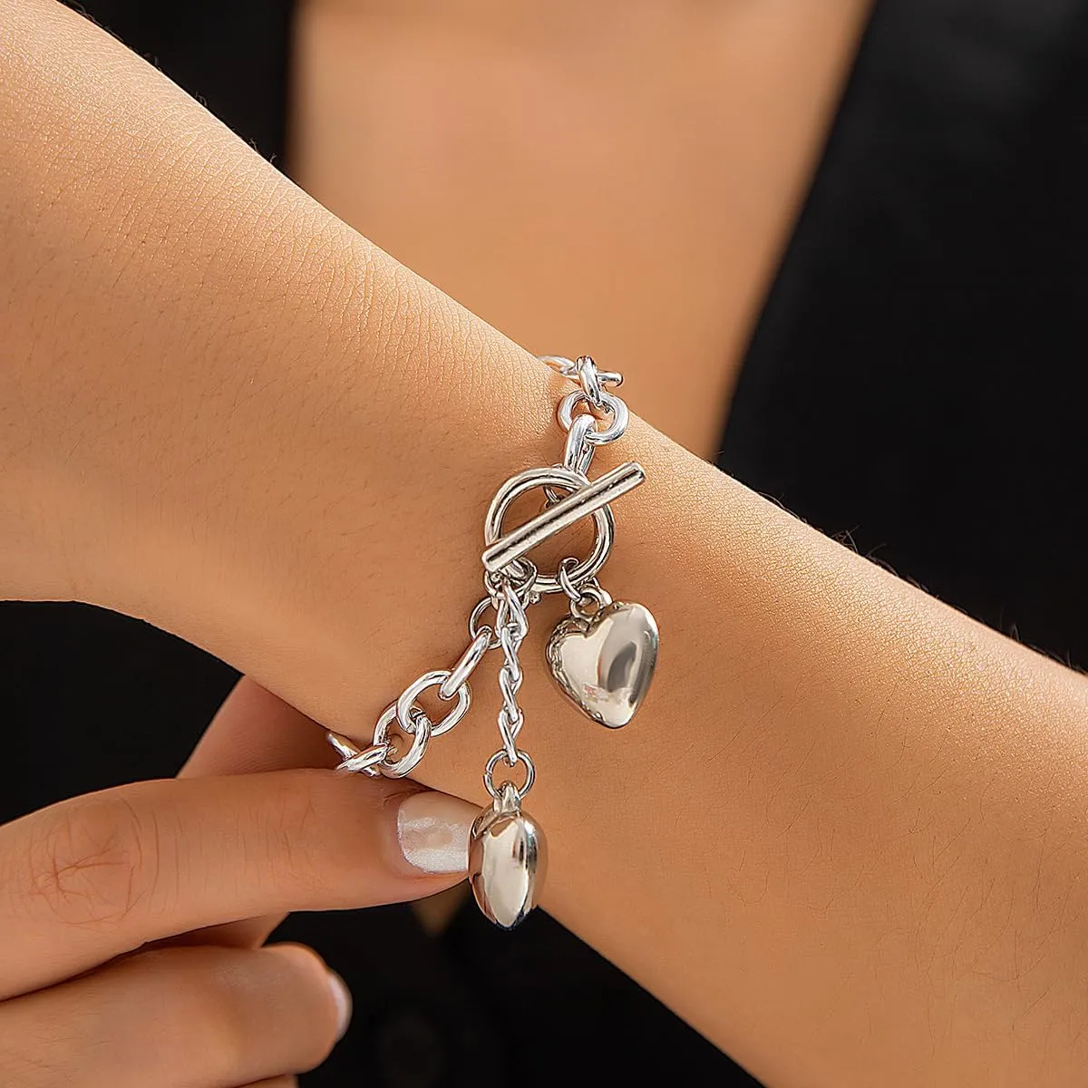 Y2k Bracelet for Women Imitation Pearl Beaded Star Silver Plated Chain Charm Aesthetic Grunge Jewelry