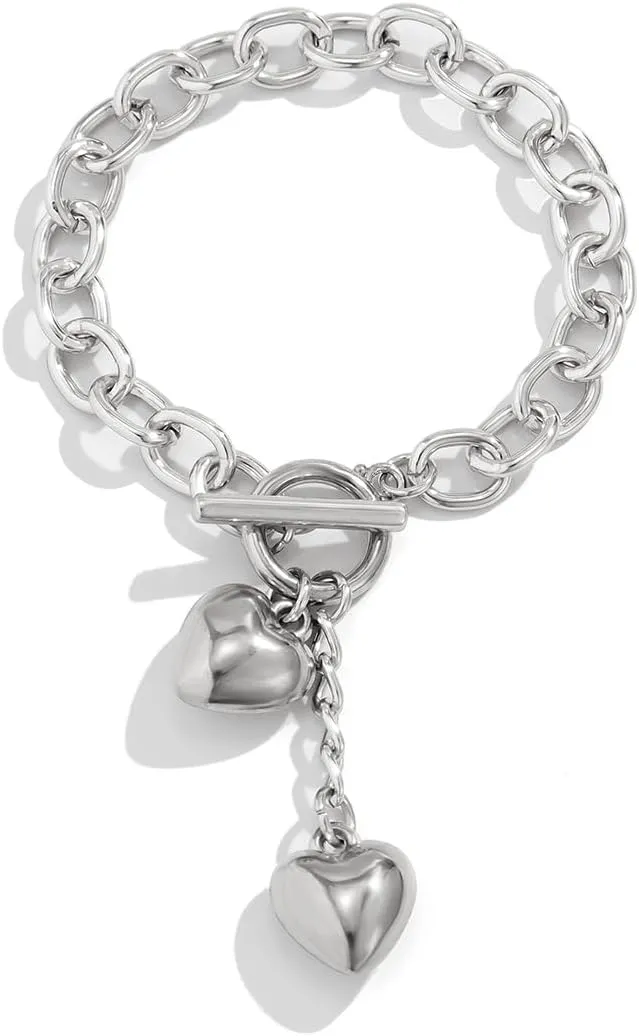 Y2k Bracelet for Women Imitation Pearl Beaded Star Silver Plated Chain Charm Aesthetic Grunge Jewelry