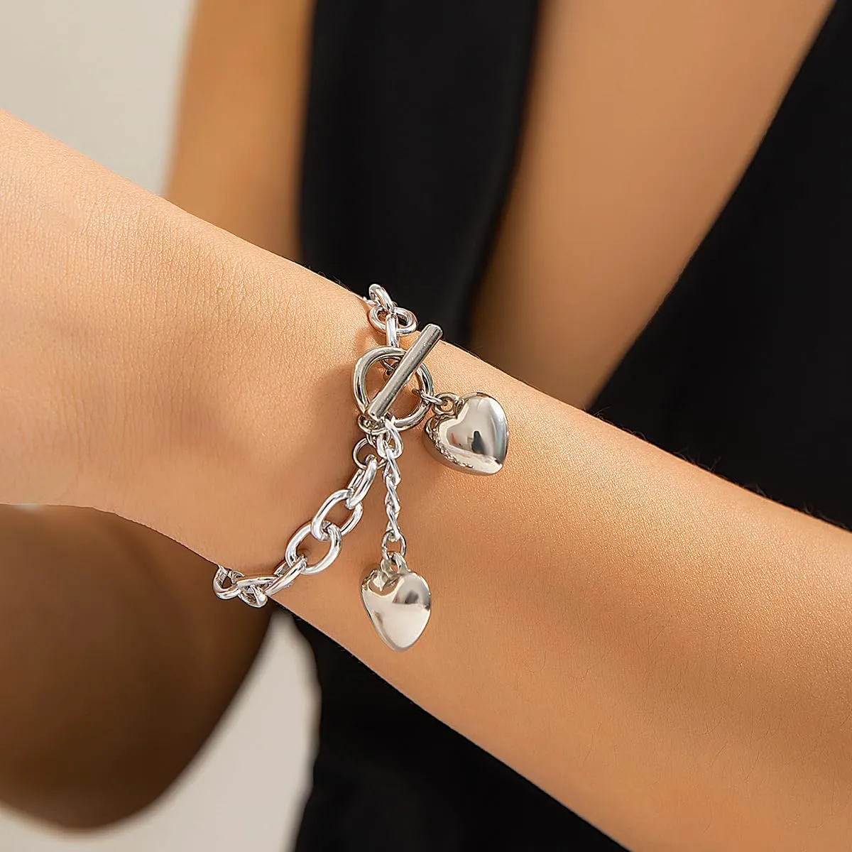 Y2k Bracelet for Women Imitation Pearl Beaded Star Silver Plated Chain Charm Aesthetic Grunge Jewelry