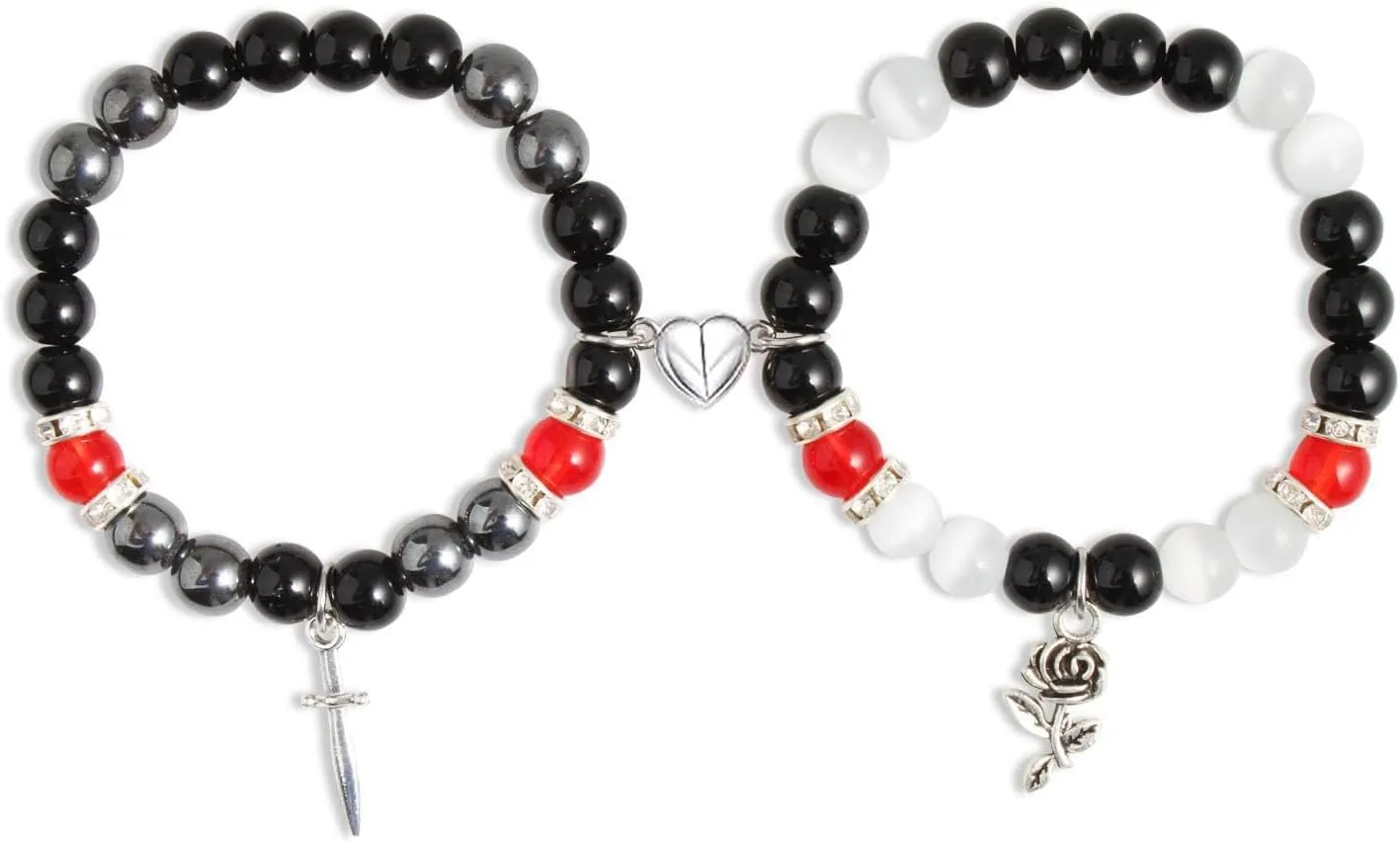 Y2K Matching Friendship Star Rose Guitar Pendant Bracelets for Couples Best Friends Cross Bracelets for Long Distance Boyfriend Girlfriend Couples Friends Jewelry Gifts
