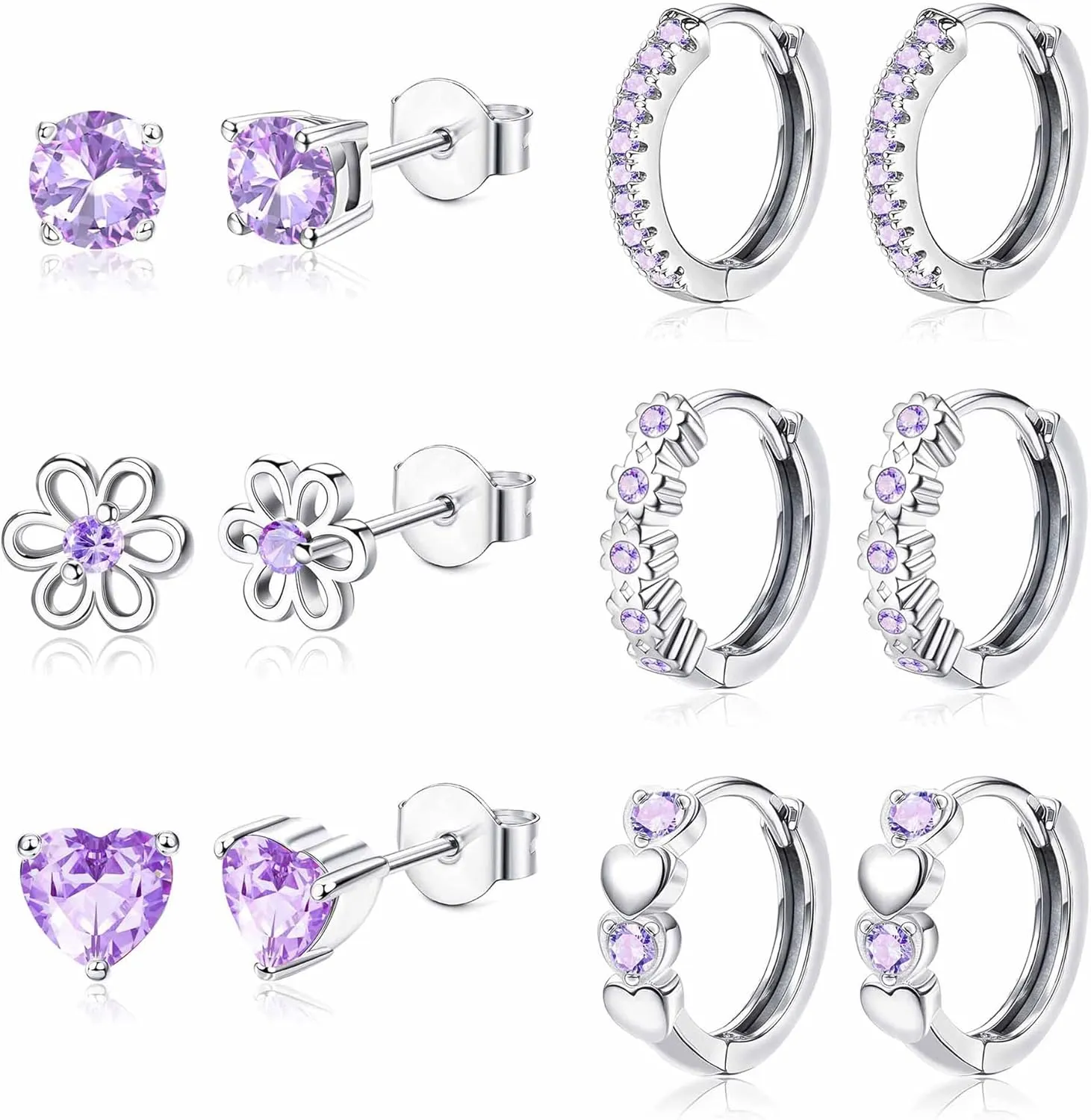YADOCA    Earrings for Girls Women - Hypoallergenic Cute Kids Toddler Earrings - Cubic Zirconia Earrings Studs Hoop Set for Sensitive Ears