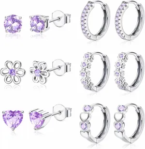 YADOCA    Earrings for Girls Women - Hypoallergenic Cute Kids Toddler Earrings - Cubic Zirconia Earrings Studs Hoop Set for Sensitive Ears
