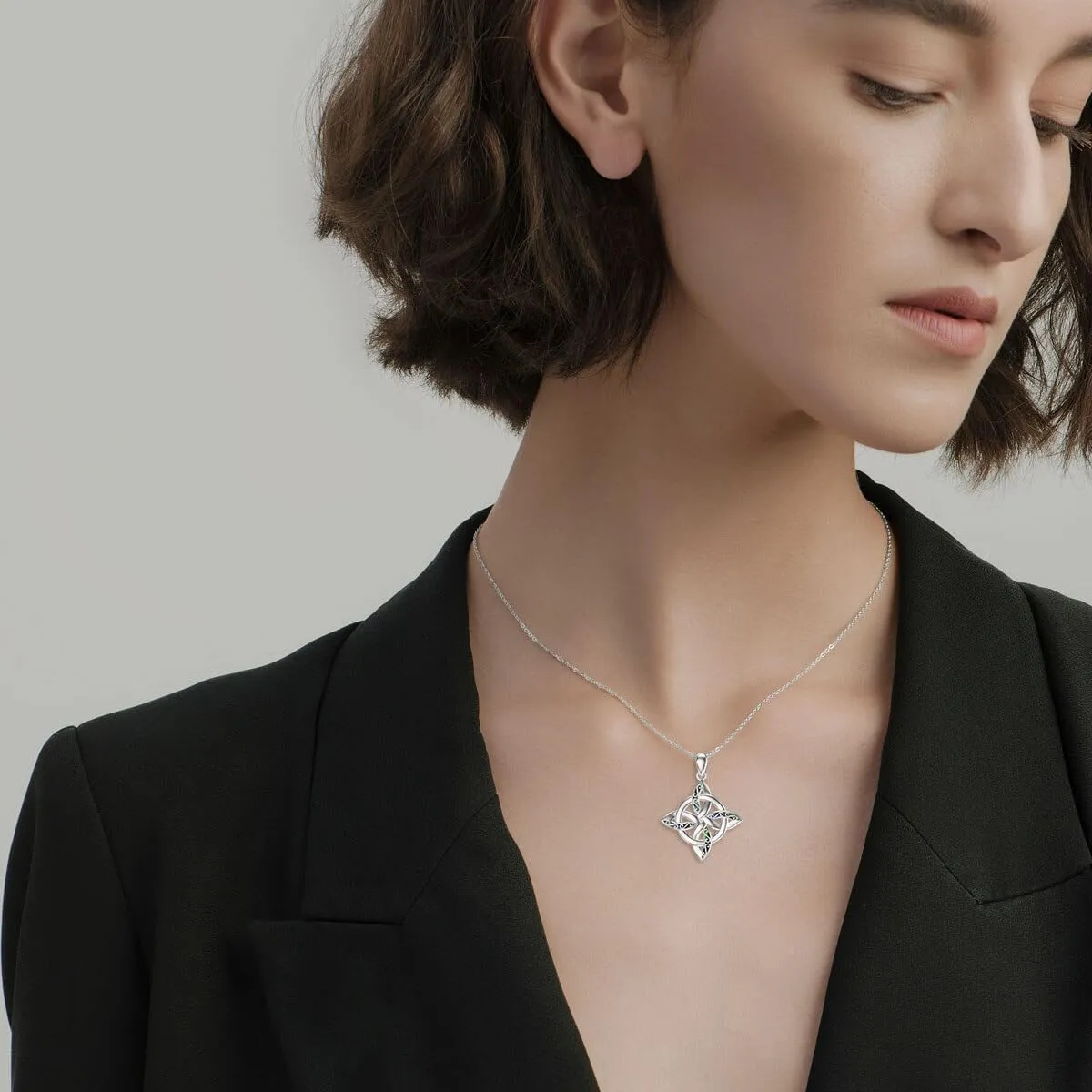 YAFEINI Witches Knot Necklace Sterling Silver Witch Knot Celtic Knot Pendant Necklaces Wiccan Witchy Pagan Jewelry Irish Gifts for Women Girls