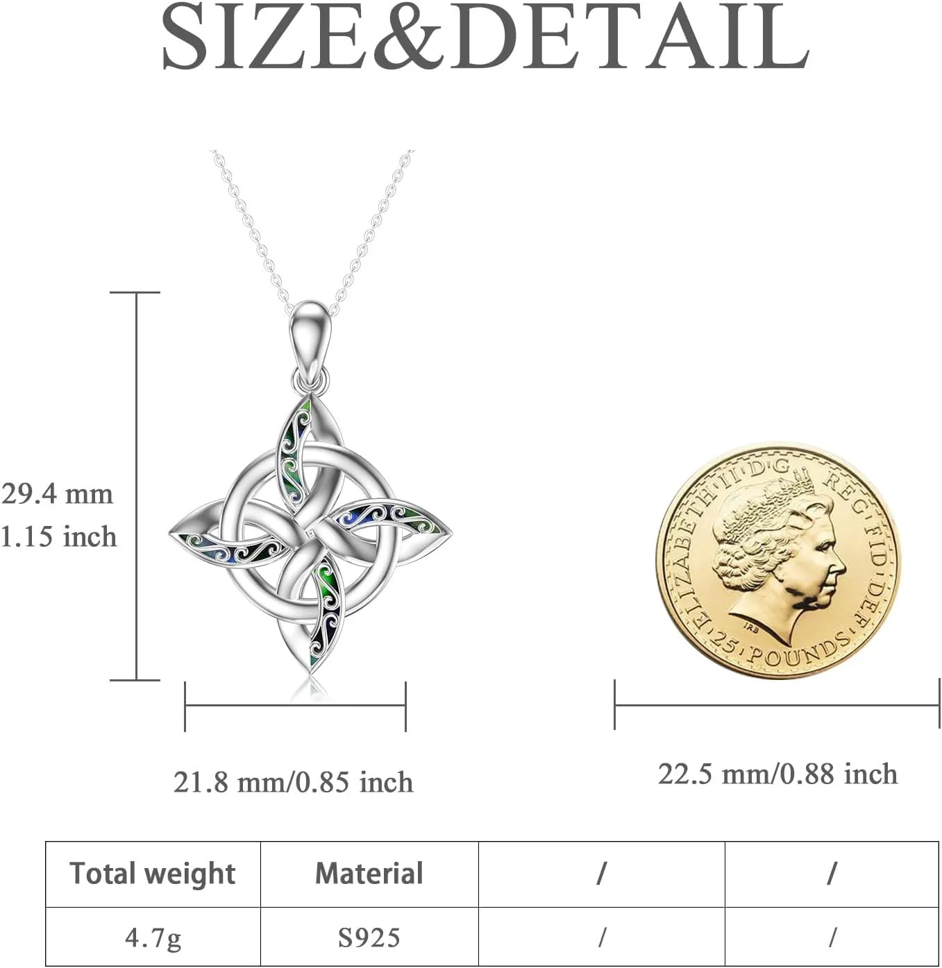 YAFEINI Witches Knot Necklace Sterling Silver Witch Knot Celtic Knot Pendant Necklaces Wiccan Witchy Pagan Jewelry Irish Gifts for Women Girls