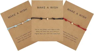YALLNASL Make a Wish Friendship Bracelet Adjustable Braided Star Gold Bangle Bracelets for Women Christmas Birthday Gifts for Best Friend Bracelets for 3