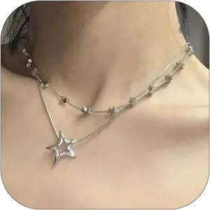YANCHUN Layered Necklaces for Women Trendy Accessories Silver Layered Necklaces for Women Star Necklace Silver Choker Necklace Jewelry Gifts 2024