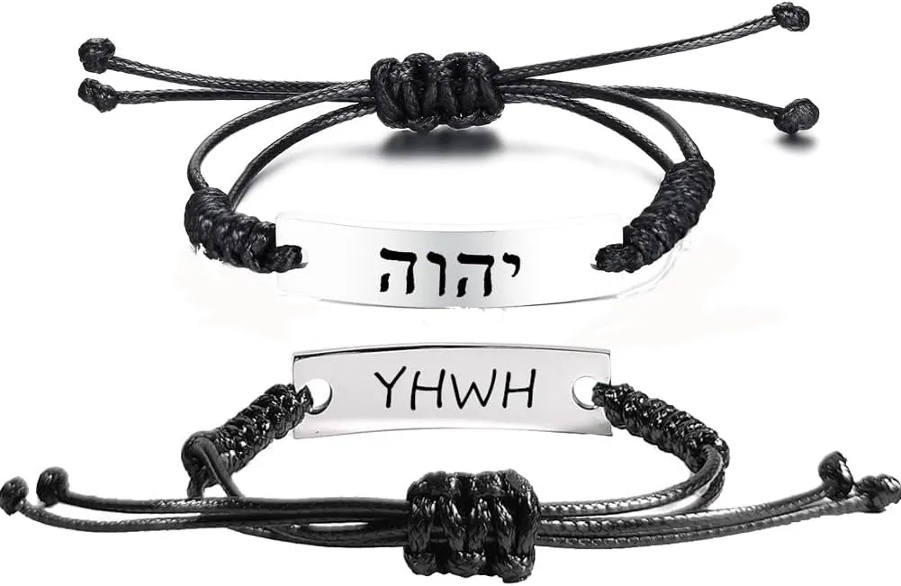 YHWH Bracelet for Women Men,Adjust Cord Hebrew Bible Lord Bracelets Name of God Tetragrammaton Jewish ID Bracelets Jewish Prayer Protect Religious Jewelry for Her Him