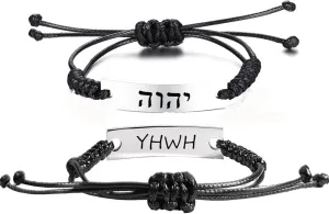 YHWH Bracelet for Women Men,Adjust Cord Hebrew Bible Lord Bracelets Name of God Tetragrammaton Jewish ID Bracelets Jewish Prayer Protect Religious Jewelry for Her Him