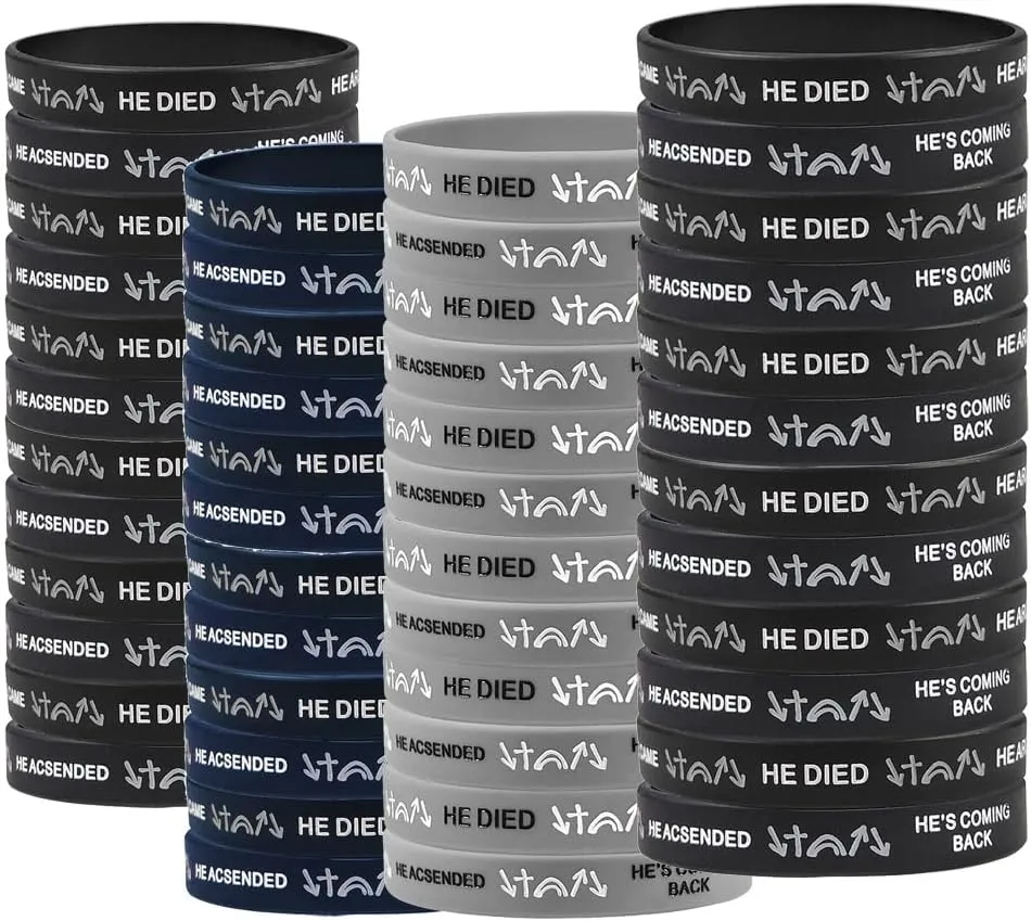 ZKXXJ 48 Packs Wintess Bracelets He Came He Died He Arose He Ascended He's Coming Back Witness Silicone Wristbands Jesus Gospel Bracelets Inspirational Motivational Jewelry for Unisex,Bulk