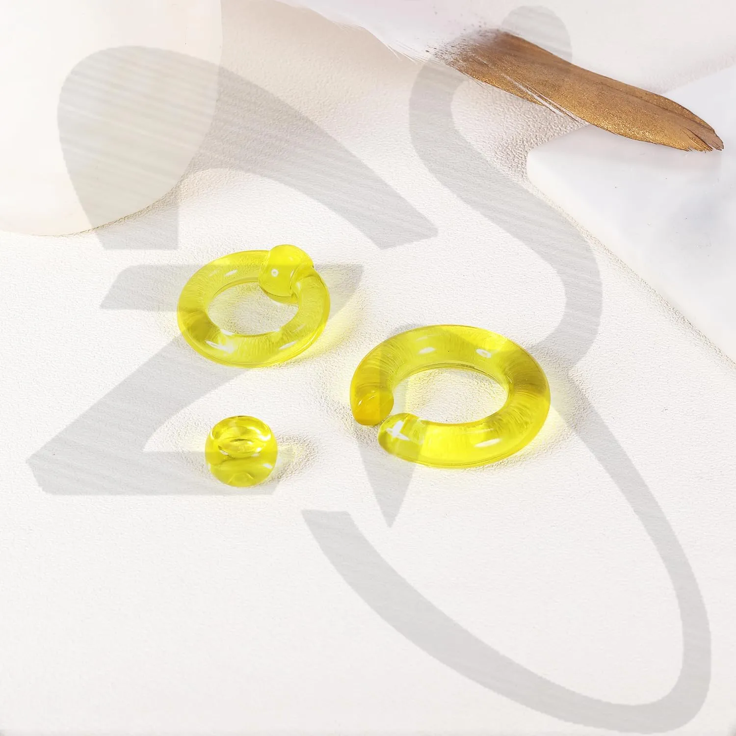 ZS 6Pcs Captive Bead Rings Spring Action BCR Ball Rings, 12G - 0G PA Ring, Acrylic Nose Septum Rings Stretching Pierced Body Jewelry for Men Women